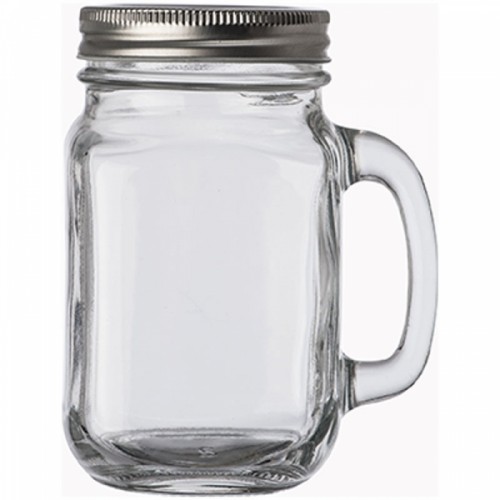 Cana tip borcan din sticla cu capac 450 ml Treviso PC100442 - imagine 2