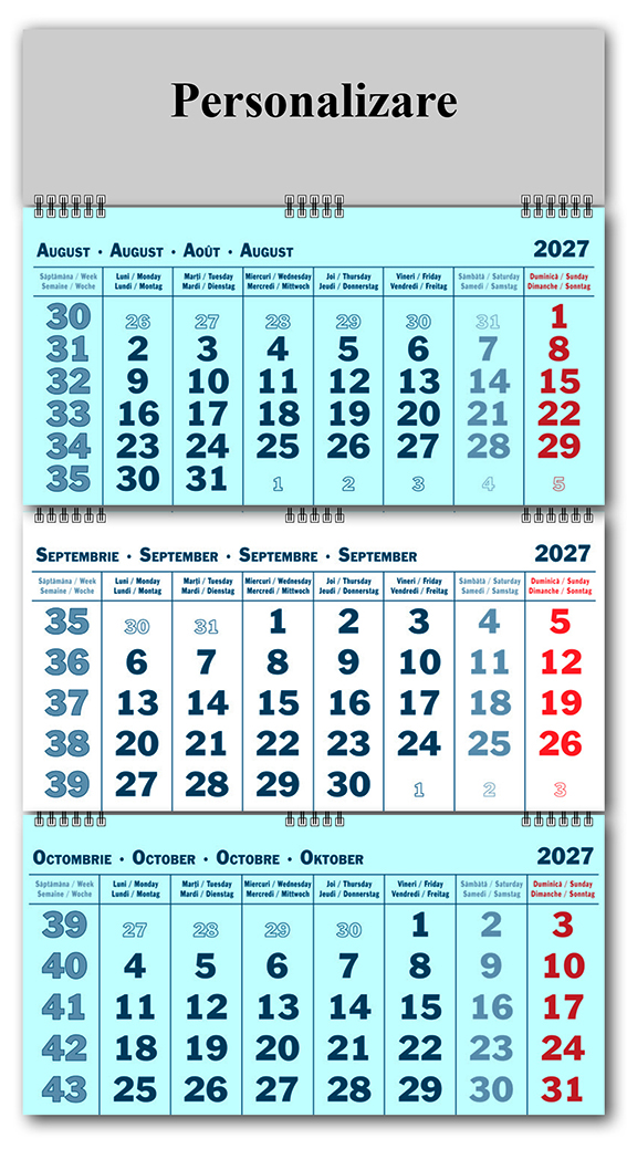 Calendar De Perete Triptic Pliabil Cu 3 Luni 2027 3