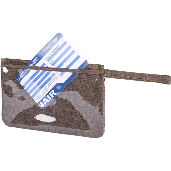 Port documente calatorie din PVC si poliester cu aspect melanj PCQ24394