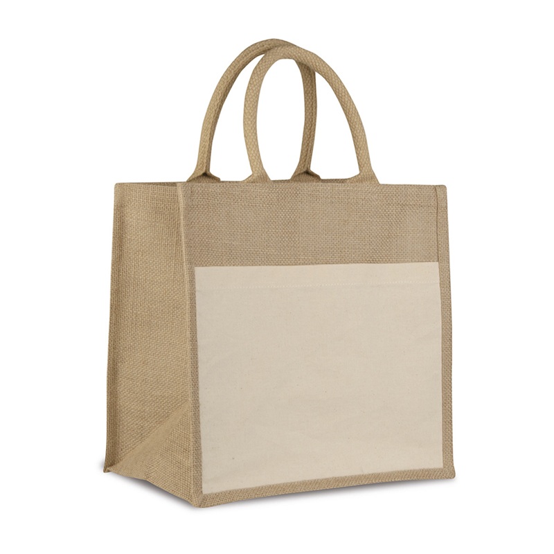 Sacosa Din Iuta Cu Burduf Si Buzunar Bumbac Pcq24862 Q