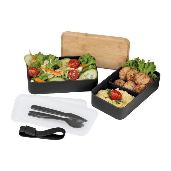 Cutie alimente pranz 2 compartimente si set tacamuri 1200 ml Pescara PC102531 - imagine 3