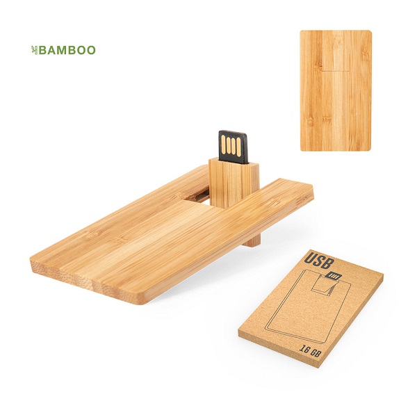 Memorie USB forma card bancar din bambus Zilda PC897087 - imagine 2