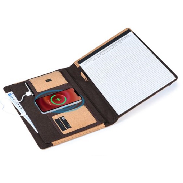 Mapa documente A4 cu incarcator wireless coperta pluta PCQ24119 - imagine 2