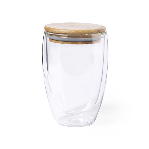 Pahar Sticla Pereti Dubli Si Capac Bambus 350 Ml Bondina M Pc812425 2