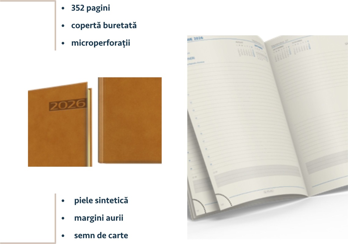 Agenda Premium Deluxe Teano Datata Zilnic A5 2026 Df