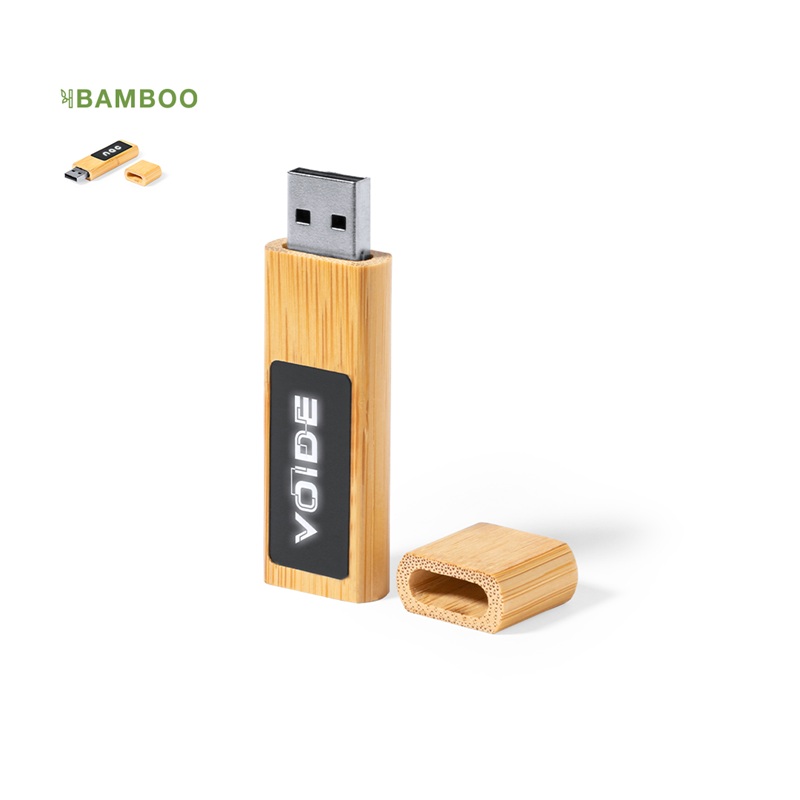 Memorie Usb Cu Led Din Bambus 16 Gb Afroks Pc520286